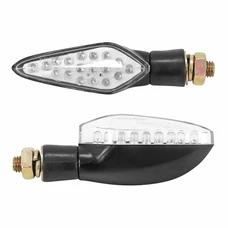 TURN SIGNAL FOR MOTORBIKE- AVOC HIRO 18 LEDS ABS BODY - TRANSPARENT/BLACK  (Long 99mm / H 30mm  (Wd  40mm) (EEC APPROVED) (Pair)