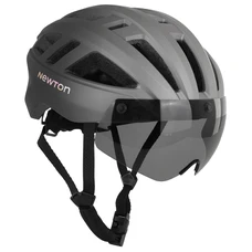 CASQUE VELO ADULTE NEWTON URBAIN ANTHRACITE MAT TAILLE 59-61 VISIERE AMOVIBLE AIMANTEE REGLAGE MOLETTE 310 g