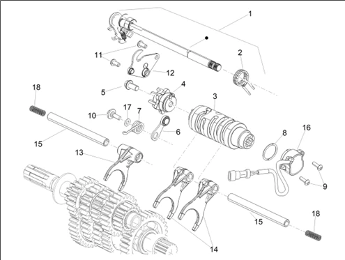 Boîte de vitesses / Selecteur / Desmodromique