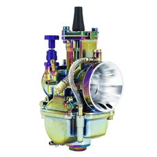 CARBURATEUR TYPE PWK 28 TITANIUM A BOISSEAU PLAT AVEC POWERJET ET STARTER A TIRETTE (QUALITE PREMIUM) -P2R