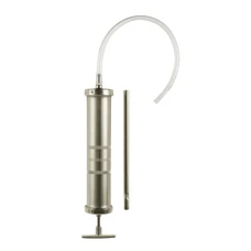SERINGUE HUILE/PETROLE/GAZOLE/FUEL PRESSOL ACIER NICKELE COUVERCLES ZINC NICKELE 500ml AVEC CANNE D'ASPIRATION, BEC FLEXIBLE, MANCHETTE DOUBLE (VENDU A L'UNITE)