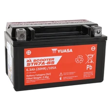 BATTERIE 12V 6 Ah STR7L-BS YUASA SCOOTER SANS ENTRETIEN LIVREE AVEC PACK ACIDE (Lg113xL70xH130mm) (EQUIVALENT YTX7A-BS  - CCA 105)