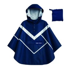 PONCHO / CAPE ANTI PLUIE ADULTE URBAN MOOV PREMIUM BLEU MARINE WATERPROOF REFLECHISSANT AVEC CAPUCHE COMPATIBLE CASQUE - TAILLE L