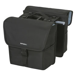 SACOCHE ARRIERE VELO DOUBLE BASIL GO 32L NOIR FIXATION VELCROS SUR PORTE BAGAGE - FIXATION SYSTEME MIK (COMPATIBLE AVEC 157030 INCLUS) (40x16x38cm)