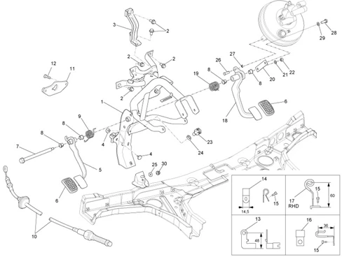 Groupe pédales - Leviers