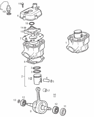Arbre moteur - Cylindre - Piston