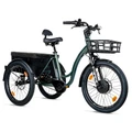 TRICYCLE ELECTRIQUE/VAE CITY LEADER FOX 24" CURTIS X 2025 MIXTE VERT BOUTEILLE BRILLANT 8V SHIMANO NEXUS MOTEUR ROUE AV BAFANG 36V 45Nm BATTERIE 16,7Ah (LARGEUR HORS TOUT 75cm, DEBATTEMENT 50mm)