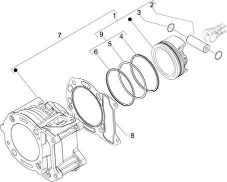 Groupe cylindre-piston-axe