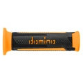 REVETEMENT POIGNEE DOMINO MOTO ON ROAD A350 GRIS ANTHRACITE/ORANGE OPEN END 120mm (PAIRE)