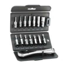 OUTIL CLE ALLEN TOOLKIT CLE CLIQUET ACIER INOX AVEC EMBOUTS CHC 2/2.5/3/4/5/6/8 TORX T10/T15/T20/T25 ET 3 TOURNEVIS (JEU DE 14 PIECES)