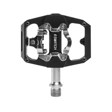 PEDALE GRAVEL / VTT PLATE SWITCH AUTOMATIQUE OU STANDARD ALU CNC NOIR 85 x 70 mm (COMPATIBLE SHIMANO SPD) (PAIRE)