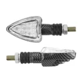 TURN SIGNAL (UNIVERSAL) REPLAY MINI TRIANGLE TRANSPARENT/CARBON -LEDS- (L 78mm / H 37mm / Wd 28mm) -CEE APPROVED- (PAIR)