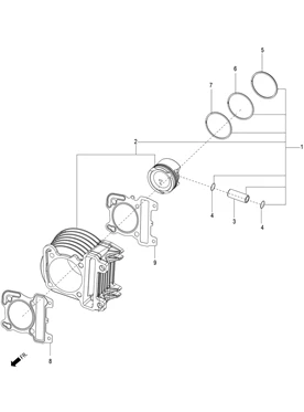 Unsemble cylindre-piston-axe de piston