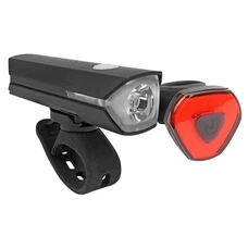 ECLAIRAGE VELO USB KIT NEWTON 550 LUMEN ECLAIRAGE AVANT ET ARRIERE 3 MODES FIXE - ARRIERE 3 MODES CLIGNOTANT (AUTONOMIE MODE 100% AVANT 1H / ARRIERE 1H30) NOIR -RECHARGEABLE USB