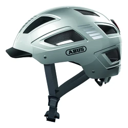 CASQUE VELO ADULTE ABUS URBAIN HYBAN 2.0 ARGENT ECLAIRAGE INTEGRE TAILLE XL (58-63cm) REGLAGE MOLETTE