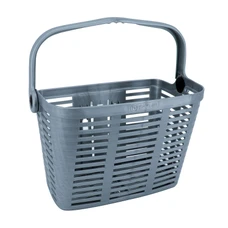 FRONT BASKET- PLASTIC - GREY FOR EBIKE - WITH HANDLE - Wd 90mm - ON CLIPS (WITH ADAPTER Ø 22/26/32) - MAX LOAD 5 KGS