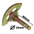 AXE/PIGNON DE KICK SCOOT ADAPTABLE CPI 50 OLIVER 2003>/KEEWAY 50 MATRIX 2006/MALAGUTI 50 F12 2007> (DIAM 15mm, L 80mm, 32 CANNELURES, ENTRAXE 47mm)  -P2R-