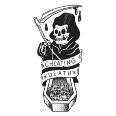 STICKER LETHAL THREAT MINI CHEATING DEATH (60x80mm)