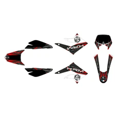 KIT DECO AUTOCOLLANT/STICKER 50 A BOITE KRM PRO RIDE POUR DERBI 50 DRD X-TREME 2011>2017, DRD RACING 2005>2010/GILERA 50 SMT 2011>2017 NOIR/ROUGE (COMPLET)