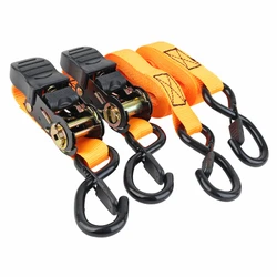 SANGLE MOTO A CLIQUET AVEC CROCHET P2R LARGEUR 25mm LONGUEUR 4M ORANGE (VENDU A LA PAIRE)