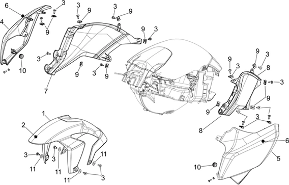 Carrosserie av. - Garde-boue AV