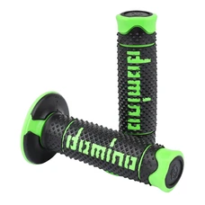 REVETEMENT POIGNEE DOMINO MOTO OFF ROAD A260 NOIR/VERT CLOSED END 120mm (PAIRE)