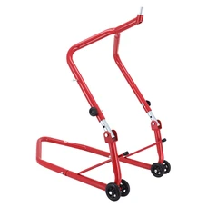 LEVE/BEQUILLE STAND MOTO P2R AVANT FIXATION SOUS TE DE FOURCHE ACIER ROUGE (HAUTEUR REGLABLE 67 à 88 cm)
