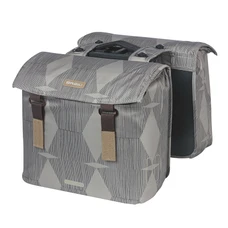 SACOCHE ARRIERE VELO DOUBLE BASIL ELEGANCE 40L TAUPE FIXATION VELCROS SUR PORTE BAGAGE (36x32x16 cm) COMPATIBLE SYSTEME MIK 2.0 (COMPATIBLE AVEC 211726 INCLUS)