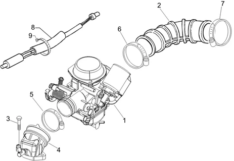 Carburateur complet - Raccord d'admission
