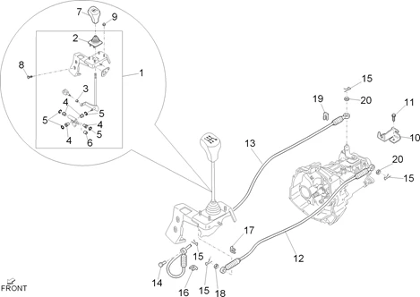 Sélecteurs internes de la boîte de vitesses