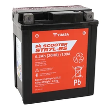 BATTERIE 12V 6 Ah STR7L-BS YUASA SCOOTER SANS ENTRETIEN LIVREE AVEC PACK ACIDE (Lg113xL70xH130mm) (EQUIVALENT YTX7L-BS  - CCA 100)