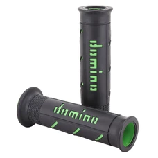 GRIP -  DOMINO ORIGINAL- ON ROAD A250 BLACK/GREEN OPEN END (PAIR) 120-125 mm.