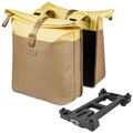 SACOCHE ARRIERE VELO DOUBLE BASIL VIVE SABLE / JAUNE 28-35L FIXATION PORTE BAGAGE FIXATION SYSTEME MIK (COMPATIBLE AVEC 211726 INCLUS) (30x18x49cm) FERMETURE PLIANT ANTI-PLUIE