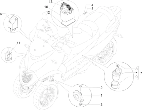 Relais - Batterie - Avertisseur sonore