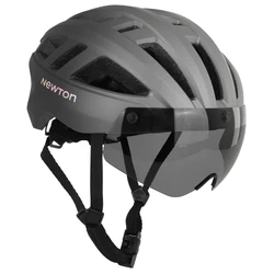 CASQUE VELO ADULTE NEWTON URBAIN ANTHRACITE MAT TAILLE 59-61 VISIERE AMOVIBLE AIMANTEE REGLAGE MOLETTE 310 g