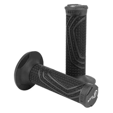 REVETEMENT POIGNEE DOMINO MOTO OFF ROAD D100 NOIR CLOSED END AVEC LOCK ON 116-125mm MONOCABLE (LIVREE AVEC 2 BAGUES) (PAIRE)