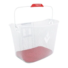 PANIER AVANT ACIER NID ABEILLE HAPO.G BLANC (33x25x25cm) -VENDU AVEC FIXATION MTS 3 VAE / E-BIKE (LARGEUR INTERIEURE FIXATION POUR VAE / 8cm) CHARGE MAXI 5kgs