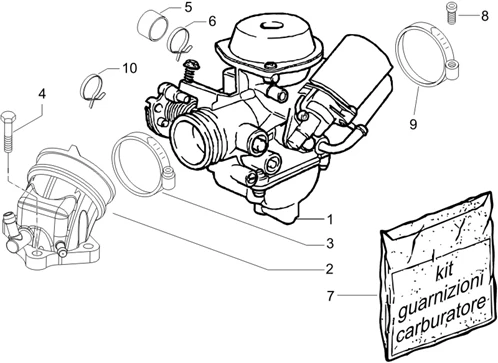 Carburateur complet - Raccord d'admission