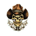AUTOCOLLANT/STICKER LETHAL THREAT MINI COWBOY SKULL (60x80mm)