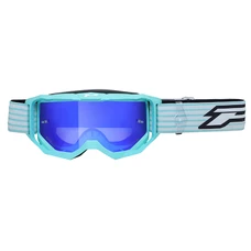 MASQUE/LUNETTES CROSS PROGRIP 3300 FL VISION GO MULTILAYERED VERT D'EAU ECRAN MIROIR BLEU ANTI-RAYURES/ANTI U.V./ANTI-BUEE (HOMOLOGUE CE-EN-N- AC-96025 REV.2)