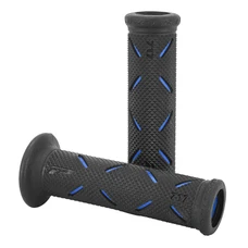REVETEMENT POIGNEE PROGRIP MOTO ON ROAD 717 DOUBLE DENSITE NOIR/BLEU OPEN END 122mm (PAIRE)