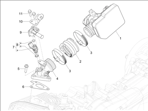 Boîtier papillon - Injecteur - Raccord d'admission