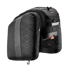 SACOCHE ARRIERE VELO DOUBLE / TRUNKBAG IBERA COMMUTER NOIR 15L FIXATION ARRIERE AVEC PLAQUE LIVRE POUR TOUT PORTE BAGAGE (37x22x25cm)