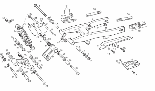 Fourche arriere - Amortisseur