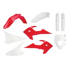CARROSSERIE/CARENAGE MOTO ENDURO RIEJU 250, 300 MR 2021>2022 / GAS GAS 250, 300 EC, 250, 300 EC-E, 250, 300 EC-F 2018>2020 ROUGE/BLANC (COULEUR OEM) (KIT PLASTIQUES 9 PIECES)  -POLISPORT-
