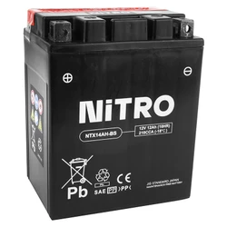 BATTERY 12V 12 Ah NTX14AH-BS NITRO MF MAINTENANCE FREE WITH ACID PACK  (Lg134x wd89xH166mm)