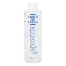 DOSEUR D'HUILE POUR MELANGE ESSENCE POLINI GRADUE TRANSPARENT 250ml AVEC BOUCHON (121.500) (VENDU A L'UNITE)