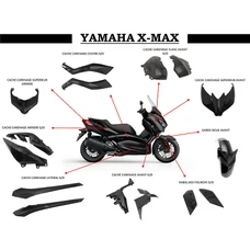 FAIRINGS/BODY PARTS FOR MAXISCOOTER YAMAHA 125-300-400 XMAX 2018> GLOSS BLACK -P2R- 15 PARTS KIT