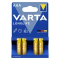 PILE LR03 1.5V VARTA ALCALINE LONGLIFE LR03 - AAA (VENDU PAR 4)