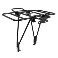 PORTE BAGAGE VELO ARRIERE PLATEFORME P2R PLIABLE SUR LES COTES (SANS OUTIL) ALU NOIR MAT 29''/26" (POIDS MAXI 10KGS) - COMPATIBLE FREIN A DISQUE